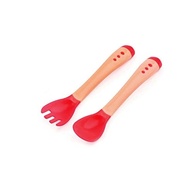 Jogo de Talher Infantil com Silicone Macio - Colher e Garfo Seguros para Bebês (Vermelho) - imagem 5