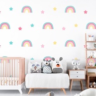 Adesivos Decorativos Arco-íris e Estrelas Coloridos - Laváveis, Seguros e Fáceis de Aplicar para Decoração Infantil - imagem 1