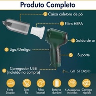 Aspirador Portátil 4 em 1: Limpeza Poderosa, Infla e Sela Sacos a Vácuo | 19000Pa USB - imagem 5