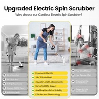 Esfregador Giratório Elétrico Sem Fio 550 RPM | 9 Cabeças + Alça Ajustável para Banheiro e Chuveiro - imagem 3