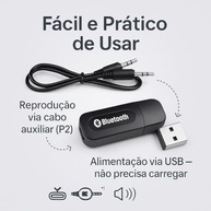 Receptor Bluetooth USB para Som Automotivo: Música sem Fio com Entrada Auxiliar P2 (Alcance 10m) - imagem 3