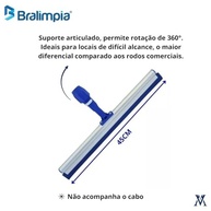 Rodo Twister SEM Cabo RT450 45cm - Alumínio Premium e Borracha de Alto Desempenho Bralimpia - imagem 2