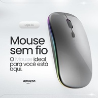 Mouse Sem Fio Premium Recarregável, Design Ergonômico, Clique Silencioso, Iluminação RGB Personalizável, Bluetooth 5.0 & Dongle USB, DPI Ajustável (Cor Cinza) - PREMIUM - imagem 3