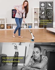 Esfregador Giratório Elétrico FARI - 7 Cabeças, Sem Fio, 360°, Alça Ajustável - Ideal para Banheiro, Cozinha e Carro (Branco) - imagem 5