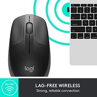 Mouse sem fio Logitech M190 com Design Ambidestro de Tamanho Padrão, Conexão USB e Pilha Inclusa - Cinza - imagem 3