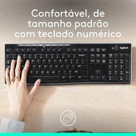 Teclado sem fio Logitech K270 com 8 Teclas Multimídia, Conexão USB, Pilhas Inclusas e Layout ABNT2 - Compatível com PC e Notebook. - imagem 2