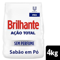 Brilhante Detergente em Pó Sem Perfume - 4Kg | Lava Roupas e Limpador de Uso Geral Profissional - imagem 3