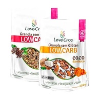 Kit 2 Granolas Low Carb Sem Glúten Leve Croc: Nibs de Cacau e Goji Berry, Coco e Damasco - imagem 2