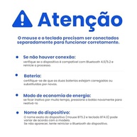 Combo Teclado e Mouse Bluetooth Sem Fio, Ultrafino e Recarregável - Compatível com Tablets Android, iPhone, iPad, Windows Surface e Mais (Preto) - imagem 5