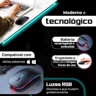 Mouse Sem Fio Recarregável Wireless Bluetooth Optico Led Rgb Colorido Ergonômico Usb 2.4 Ghz Notebook Computador Pc Desktop Linha Premium - imagem 5
