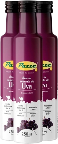Kit 3 Óleo de Semente de Uva Extra Virgem Pazze 250ml - imagem 1