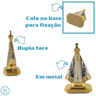 Miniatura Imagem Nossa Senhora Aparecida em Metal Dourado com Strass - 5cm - Painel de Carro - imagem 5