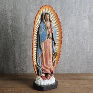 Figura de Nossa Senhora de Guadalupe 37,5 cm | Estatueta Católica Pintada à Mão em Resina de Pedra - imagem 5