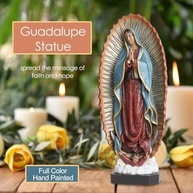 Estátua de Nossa Senhora de Guadalupe 22 cm - Figura Religiosa Pintada à Mão, Presente Católico com Detalhes Artesanais - imagem 4
