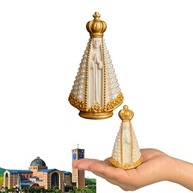 Imagem Nossa Senhora Aparecida Perolada 10cm - Gesso com Detalhes em Pérola - Lembrancinha Basílica Aparecida - imagem 3