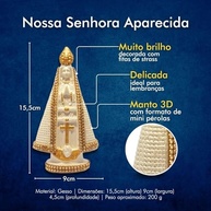 Imagem Nossa Senhora Aparecida com Pérolas Strass em Gesso 15cm - Lembrancinha de Casamento e Novena - imagem 4