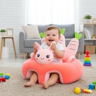 Almofada Infantil de Apoio para Bebê - Coelha Rosa | Auxílio Seguro para Sentar e Conforto - imagem 2