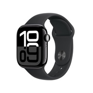 Apple Watch Series 10 GPS 42mm: Caixa Preta Brilhante e Pulseira Esportiva Preta P/M - imagem 1