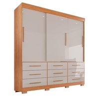 Guarda-Roupa Casal 3 Portas 9 Gavetas Luana Cinamomo/Off-White - Organização e Estilo para seu Quarto - imagem 5