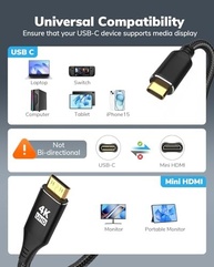 Cabo USB-C para Mini HDMI 4K 1.2m: Conecte seu Laptop, Steam Deck e iPad Pro a Monitores Portáteis com Alta Velocidade - imagem 5
