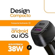 Carregador Turbo Veicular 38W com Cabo Tipo-C: Carga Rápida e Inteligente para Seu Smartphone - imagem 5