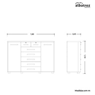 Cômoda 2 Portas 7 Gavetas Fontana Albatroz - Organização e Estilo para Seu Ambiente - imagem 3