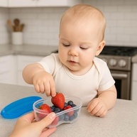Prato com Divisória e Colher Clingo Azul - Estimule a Alimentação Independente do seu Bebê - imagem 5