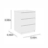 Mesa de Cabeceira 3 Gavetas em MDF Branco - Design Moderno e Funcionalidade para Seu Quarto - imagem 4