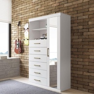 Multi-cômoda 1 Porta 6 Gavetas Marabá com Espelho Branco - Organização e Estilo para Seu Quarto - imagem 1