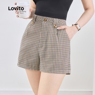 Short Xadrez Plissado Lovito: Estilo e Conforto! - imagem 1