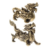 Kylin de Latão Vintage - Estátua Decorativa Feng Shui para Mesa e Armário - imagem 1