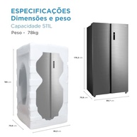 Geladeira Side by Side 511L Inverter Midea MD-RS710FGD462 - Conexão Inteligente e Economia Total - imagem 3