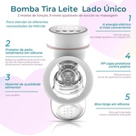 Bomba Tira Leite Unilateral Silenciosa e Confortável Smart Mommy - imagem 2