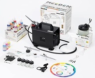 MEEDEN Kit Aerógrafo Profissional com Compressor Silencioso 1/5 HP + 3 Pistolas e Tintas Acrílicas 24 Cores - imagem 2