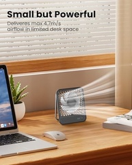 Ventilador de Mesa Koonie Ultra Silencioso com Bateria - 3 Velocidades, Inclinação 180° e Design Compacto - imagem 4