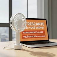 Mini Ventilador Portátil Recarregável 3 Velocidades Silencioso USB - Ideal para Mesa, Maquiagem e Estudos - imagem 5