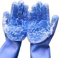 Luvas De Silicone Para Lavar Louça, Luvas De Borracha Reutilizáveis Para Lavar Louça, Luvas De Limpeza Com Esponja E Esfregões Para Tarefas Domésticas, Banheiro, Cozinha, Carro, Animais De - imagem 1