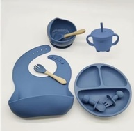 Kit Introdução Alimentar Bebê 8 Peças com Silicone Antitóxico Azul - imagem 4