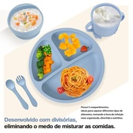 Kit de Alimentação para Bebê 8 Peças em Silicone Seguro com Ventosa e Babador - Ideal para Introdução Alimentar - imagem 4