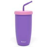 Copo de Silicone com Canudo Removível para Crianças - 340g, Seguro e Durável (Roxo) - imagem 1