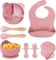 Kit Introdução Alimentar para Bebê - 8 Peças Premium com Silicone Antitóxico, Copo, Talheres e Acessórios - imagem 2