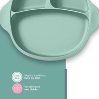 Prato Silicone com Divisórias Life Verde – 3 Compartimentos, Ventosa, Livre de BPA, Ideal para Bebês a Partir de 6 Meses - imagem 4
