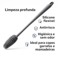 Escova de Silicone Flexível para Limpeza Profunda de Garrafas e Copos - Cerdas Macias Antirrisco, Cabo Ergonômico, Higiênica e Durável - imagem 5