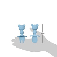 Kit Talheres de Silicone para Bebês Ursinho Azul - Seguro, Ergonômico e Livre de BPA - imagem 3