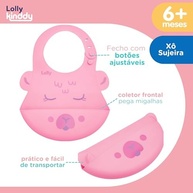 Lolly Babador de Silicone Rosa com Pega Migalhas - Seguro, Impermeável e Fácil de Limpar - imagem 3