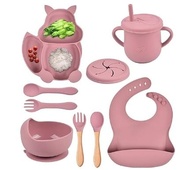 Alimentação Silicone para Bebê Fovolat - Forma Esquilo 8 Peças | Pratos e Talheres Seguros para Desmame - imagem 1