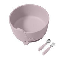 Combo Tigela e Talher Silicone HOMELIFE NT-27 Rosa - Seguro e Prático para Bebês - imagem 2