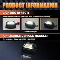 Kit 2 Luzes de Placa LED Xenon Branco 6000K para Cadillac Escalade, Silverado, Tahoe, Sierra, Yukon - imagem 3