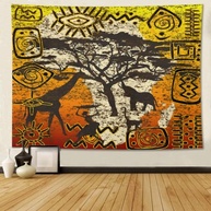Tapeçaria Afro-étnica 150x100cm - Mapa da África com Símbolos Tribais - Decoração de Parede Moderna e Versátil - imagem 3