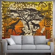 Tapeçaria Afro-étnica 150x100cm - Mapa da África com Símbolos Tribais - Decoração de Parede Moderna e Versátil - imagem 1